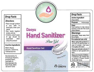 Daeyu Hand Sanitizer Pure Gel Label.jpg 500ml NDC: 79548-201-01 Label - Daeyu Hand Sanitizer Pure Gel Label
